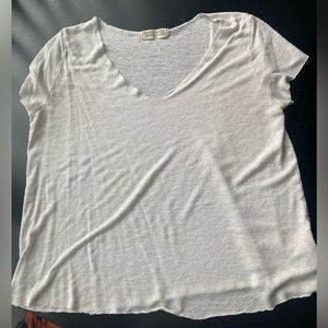White Loose Fitting V-neck Shirt, lightweight material